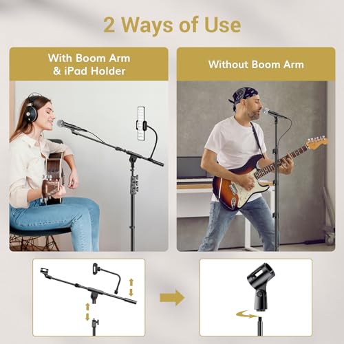TONOR Microphone Stand with Tablet Holder and Phone Clamp