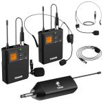 TONOR UHF Wireless Microphone System with Dual Headset/Lavalier