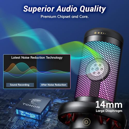 TONOR USB Gaming Mic with RGB Modes & Mute