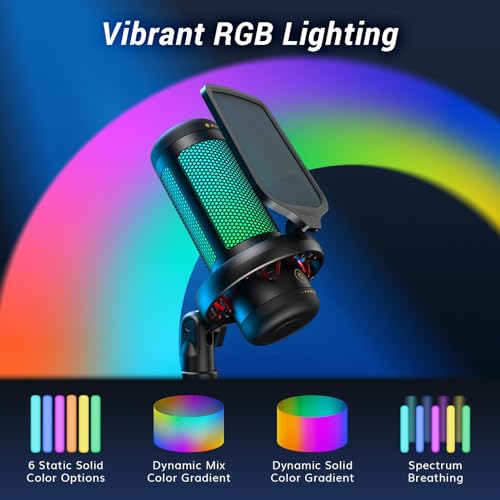 TONOR USB Gaming Mic with RGB Modes & Mute