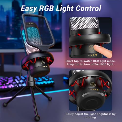 TONOR USB Gaming Mic with RGB Modes & Mute