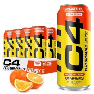 C4 Zero Sugar Energy Drink, Orange Slice, 12-Pack
