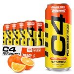 C4 Zero Sugar Energy Drink, Orange Slice, 12-Pack