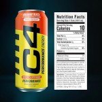 C4 Zero Sugar Energy Drink, Orange Slice, 12-Pack