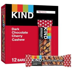 KIND Dark Chocolate Cherry Cashew Nut Bars, 12 Count