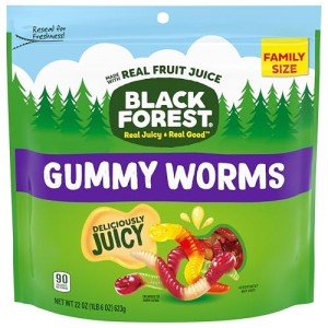 Black Forest Gummy Worms - Real Fruit Juice Snacks