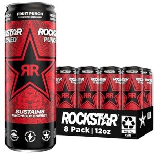 Rockstar Fruit Punch Energy Drink, 8 Cans