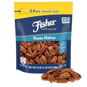 Fisher Chef's Naturals Unsalted Pecan Halves 24 oz