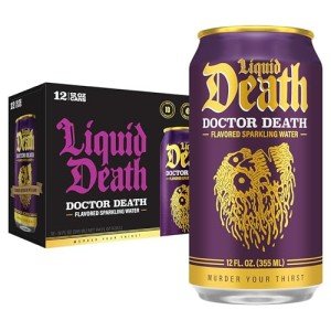 Liquid Death Doctor Death Sparkling Water, 12-Pack