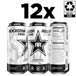 Rockstar Pure Zero Energy Drink, Silver Ice, 12 Pack