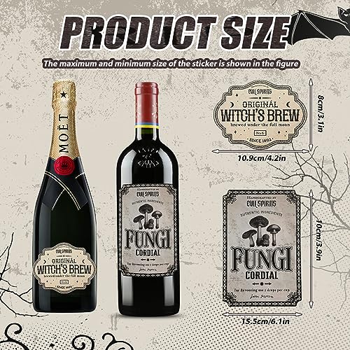 36 Pack Vintage Halloween Wine Bottle Labels