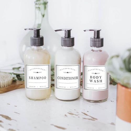 Minimalist Bathroom Bottle Labels - Set of 12