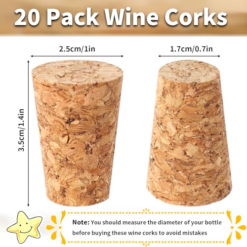 20 Pack Tapered Wooden Corks for DIY Projects