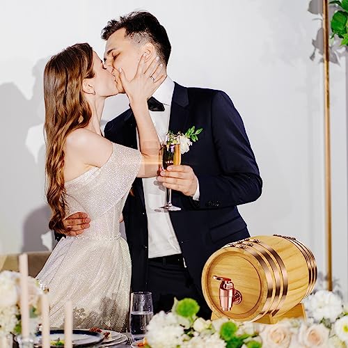 2L Oak Barrel with Stand for Home Decor