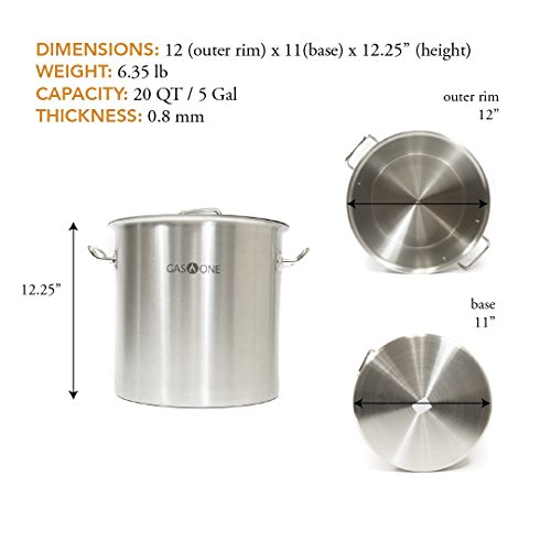 5 Gallon Stainless Steel Brew Kettle with Lid