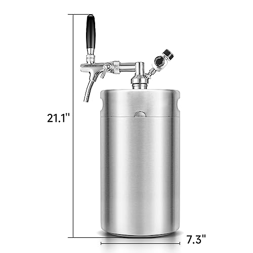 Pressurized Mini Keg Growler with Adjustable Faucet