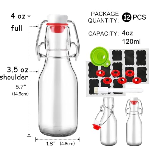 12 Pack 4 oz Flip Top Glass Bottles