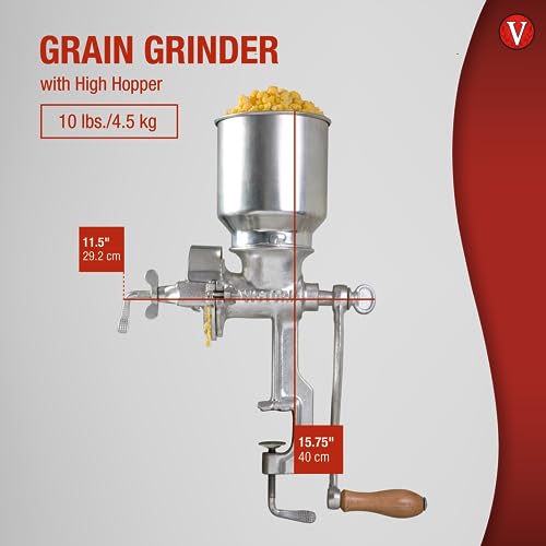 Colombian Manual High-Hopper Grain Grinder - Silver