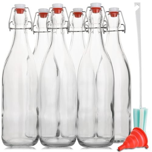 Airtight Flip Top Glass Bottles - 1L Pack of 6