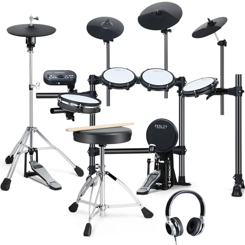 Fesley Electric Drum Set with 4 Quiet Mesh Pads