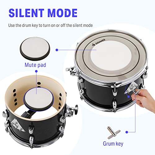 Donner Adult 5-Piece Acoustic Drum Kit - Black