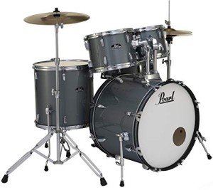 Pearl Roadshow 5-Piece Drum Set with Cymbals, Charcoal