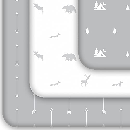 GROW WILD Mini Crib Sheets, Pack N Play Sheets 3-Pack | Soft & Stetchy Cotton Pack and Play Sheets for Playard Mattress | Ultra Soft Pack N Play Fitted Crib Sheet, Mini Pack N Play and Playpen Sheets