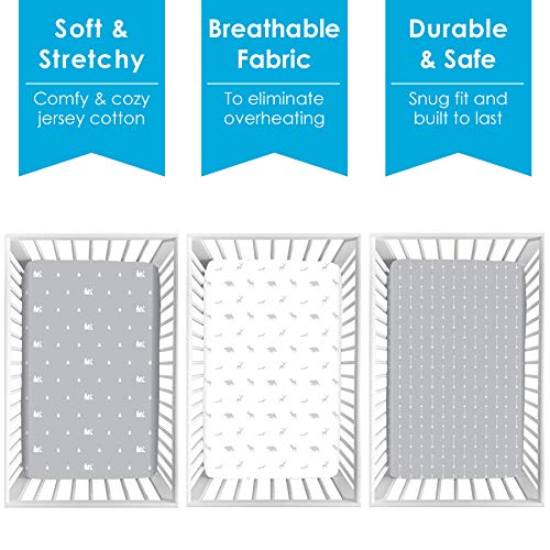 GROW WILD Mini Crib Sheets, Pack N Play Sheets 3-Pack | Soft & Stetchy Cotton Pack and Play Sheets for Playard Mattress | Ultra Soft Pack N Play Fitted Crib Sheet, Mini Pack N Play and Playpen Sheets