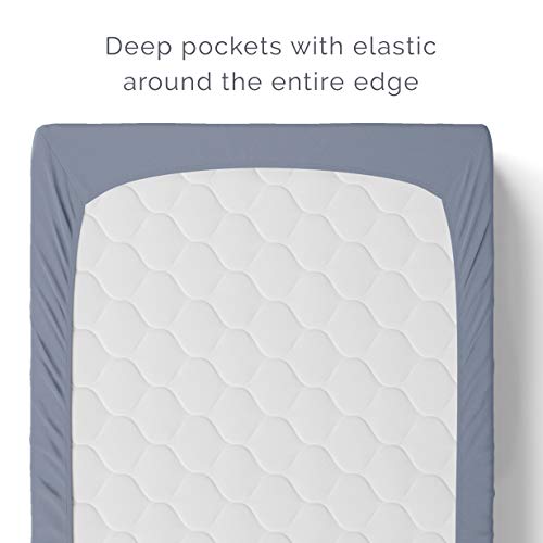 Natemia Fitted Crib Sheet - 100% Organic Cotton - 28 X 52 for Standard Crib and Toddler Mattresses - Silky Soft and Hypoallergenic - Slate