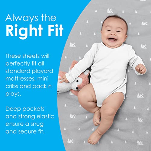 GROW WILD Mini Crib Sheets, Pack N Play Sheets 3-Pack | Soft & Stetchy Cotton Pack and Play Sheets for Playard Mattress | Ultra Soft Pack N Play Fitted Crib Sheet, Mini Pack N Play and Playpen Sheets