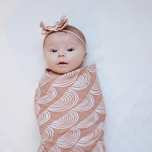LifeTree Baby Swaddle Blankets - 70% Bamboo/30% Cotton Muslin Swaddle Blankets Unisex - Rainbow Print, Silky Soft, Lightweight, Breathable, Large 47 x 47 inches