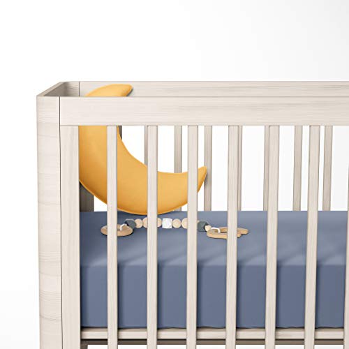 Natemia Fitted Crib Sheet - 100% Organic Cotton - 28 X 52 for Standard Crib and Toddler Mattresses - Silky Soft and Hypoallergenic - Slate