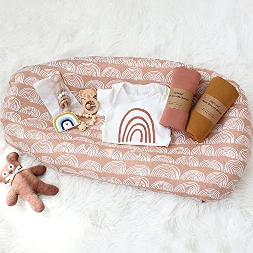 LifeTree Baby Swaddle Blankets - 70% Bamboo/30% Cotton Muslin Swaddle Blankets Unisex - Rainbow Print, Silky Soft, Lightweight, Breathable, Large 47 x 47 inches