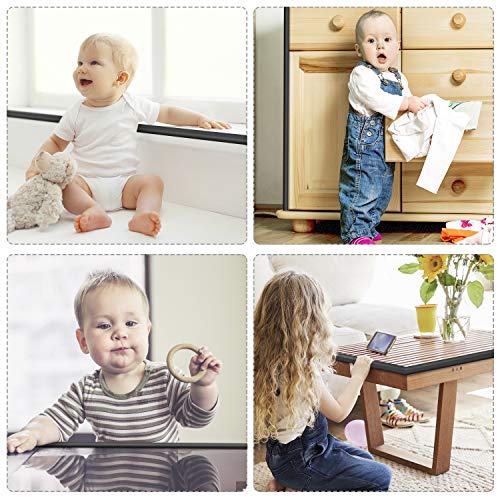 Baby Proofing Edge Corner Protector, Table Bumper Guard, Soft Rubber Foam Guard, 3M Pre-Taped Corners, 20.5 ft (18.1ft Edge + 8 Corners) Baby Proof Corner Guard Heavy-Duty (18.1ft, Black)