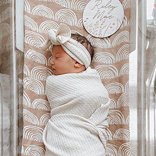 LifeTree Baby Swaddle Blankets - 70% Bamboo/30% Cotton Muslin Swaddle Blankets Unisex - Rainbow Print, Silky Soft, Lightweight, Breathable, Large 47 x 47 inches