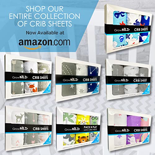 GROW WILD Mini Crib Sheets, Pack N Play Sheets 3-Pack | Soft & Stetchy Cotton Pack and Play Sheets for Playard Mattress | Ultra Soft Pack N Play Fitted Crib Sheet, Mini Pack N Play and Playpen Sheets