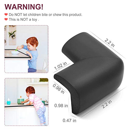 Baby Proofing Edge Corner Protector, Table Bumper Guard, Soft Rubber Foam Guard, 3M Pre-Taped Corners, 20.5 ft (18.1ft Edge + 8 Corners) Baby Proof Corner Guard Heavy-Duty (18.1ft, Black)