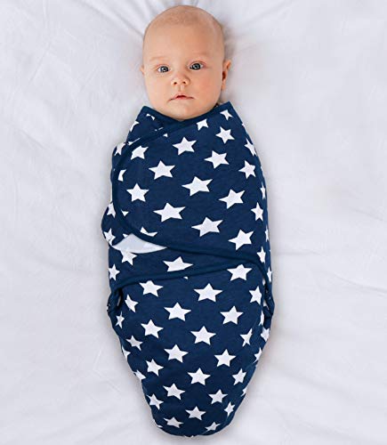 The Peanutshell Baby Swaddle Blankets for Boys or Girls, Blue Dinosaur & Stars, 3 Pack Wrap Set, 2 Sizes (Small/Medium)