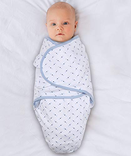 The Peanutshell Baby Swaddle Blankets for Boys or Girls, Blue Dinosaur & Stars, 3 Pack Wrap Set, 2 Sizes (Small/Medium)