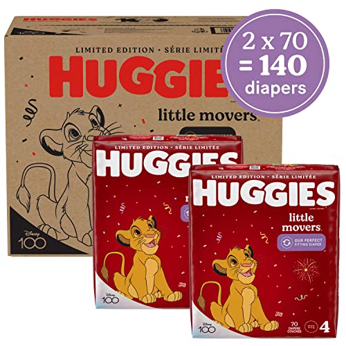 Huggies Little Movers Baby Diapers Size 4,70 Count (Pack of 2)