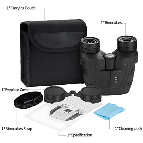 Occer 12x25 Compact Binoculars with Low Light Night Vision, Large Eyepiece Waterproof Binocular for Adults & Kids,High Power Easy Focus Binoculars for Bird Watching,Outdoor Hunting,Travel,Sightseeing