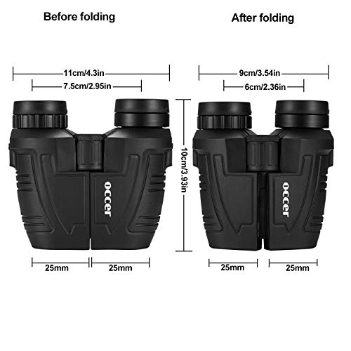 Occer 12x25 Compact Binoculars with Low Light Night Vision, Large Eyepiece Waterproof Binocular for Adults & Kids,High Power Easy Focus Binoculars for Bird Watching,Outdoor Hunting,Travel,Sightseeing