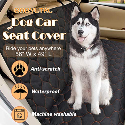 BABYLTRLL Dog Car Seat Cover Waterproof Pet Bench Seat Cover Nonslip and Heavy Duty Pet Car Seat Cover for Dogs with Universal Size Fits Cars, Trucks and SUVs (56" W x 49" L, Black)