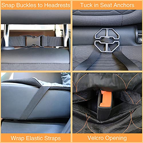 BABYLTRLL Dog Car Seat Cover Waterproof Pet Bench Seat Cover Nonslip and Heavy Duty Pet Car Seat Cover for Dogs with Universal Size Fits Cars, Trucks and SUVs (56" W x 49" L, Black)