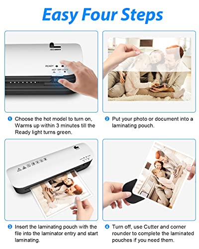 Merece Laminator - 4 in 1 A4 Thermal Laminator Machine, Personal Laminator for Home Use School Teachers Office Card Classroom, 9 Inches Small Hot Cold Lamination Machine with 30 Laminating Pouches