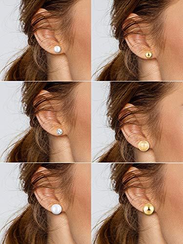 BBTO 24 Pairs Stud Earrings Crystal Pearl Earring Set Ear Stud Jewelry for Girls Women Men, Silver and Gold (Gold)