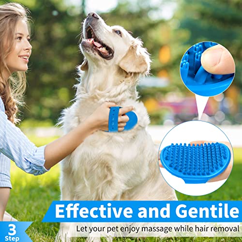 Comotech 3PCS Dog Bath Brush | Dog Shampoo brush | Dog Scrubber for Bath | Pet-Dog Bath Massage Brush Scrubber | Dog Shower/Grooming/Washing Brush Father (Blue Blue Blue)