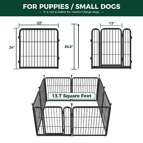 FXW Rollick Dog Playpen for Yard, Camping, 24" Height Heavy Duty for Puppies/Small Dogs, 8 Panels
