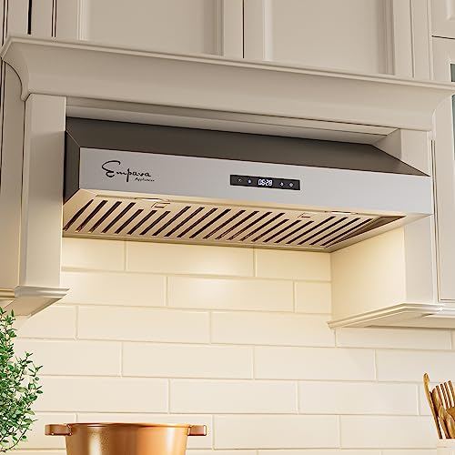Empava 30 in. Kitchen 500 CFM Ducted Under Cabinet Range Hood with Soft Touch Controls-Sealed Aluminum Motor-Permanent Filters LEDs Light in, Stainless Steel