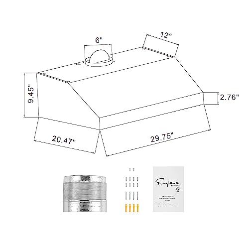 Empava 30 in. Kitchen 500 CFM Ducted Under Cabinet Range Hood with Soft Touch Controls-Sealed Aluminum Motor-Permanent Filters LEDs Light in, Stainless Steel